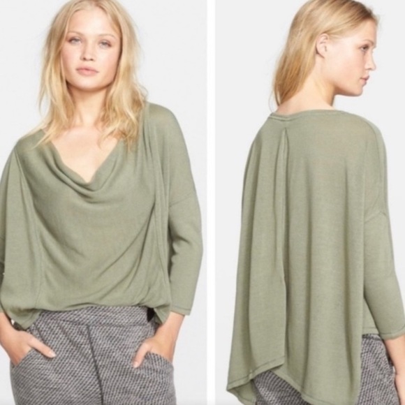 Free People WE THE FREE Lucky Day Tee Top Olive Green Oversized XS NEW - Picture 1 of 4